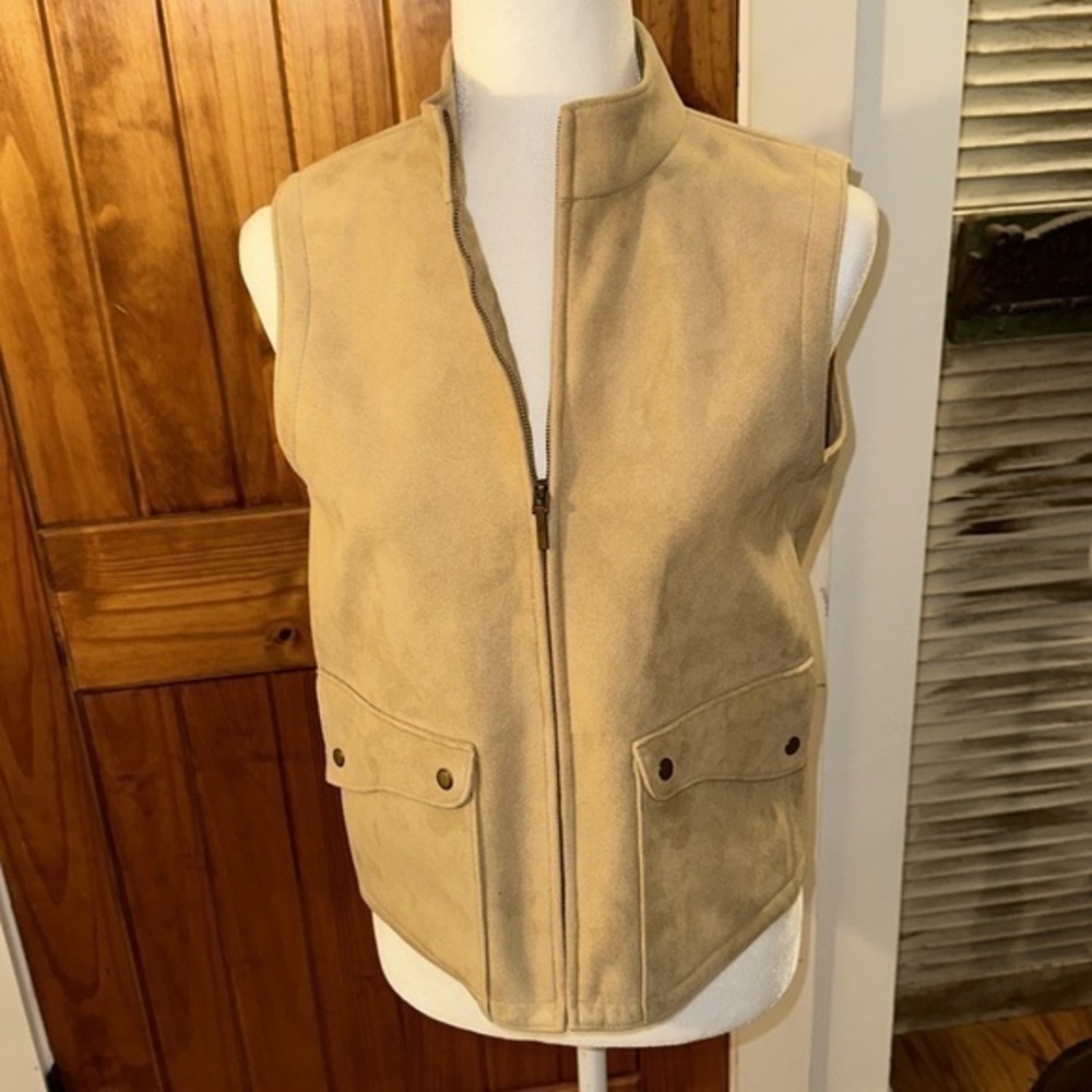Talbots camel faux suede vest size medium